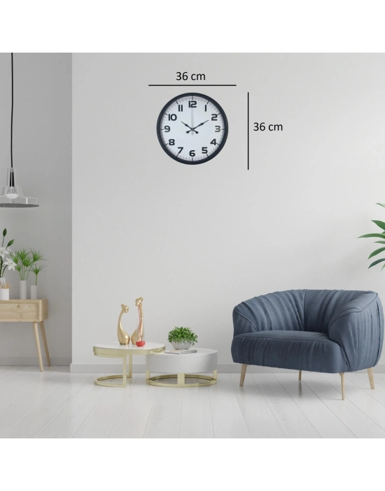 Siyah 36 Cm Büyük Rakamlı Duvar Saati