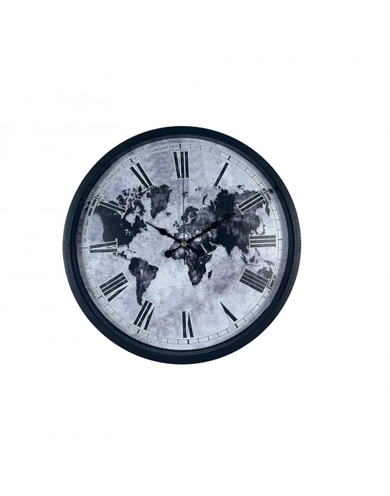 Siyah 36 Cm Desenli Dekoratif Duvar Saati