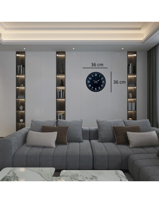 Siyah 36 Cm Modern Duvar Saati