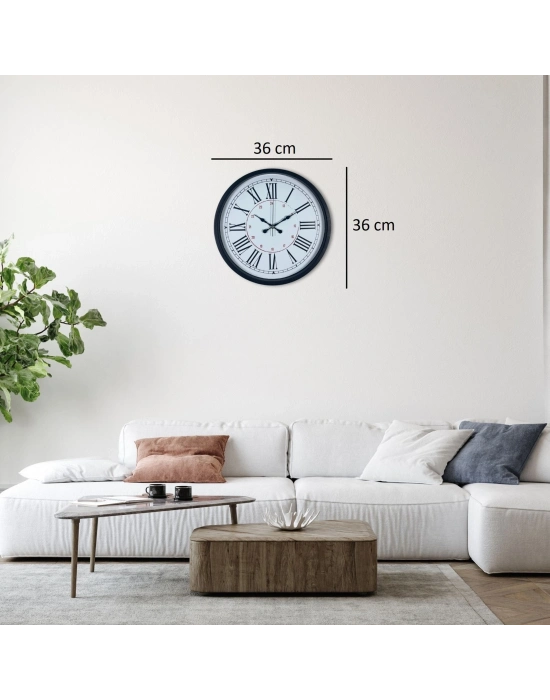Siyah 36 Cm Roma Rakamlı Duvar Saati