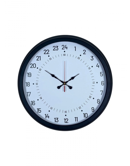 ® Siyah 40 Cm Metal 24 Saat Göstergeli Özel Tasarım Duvar Saati