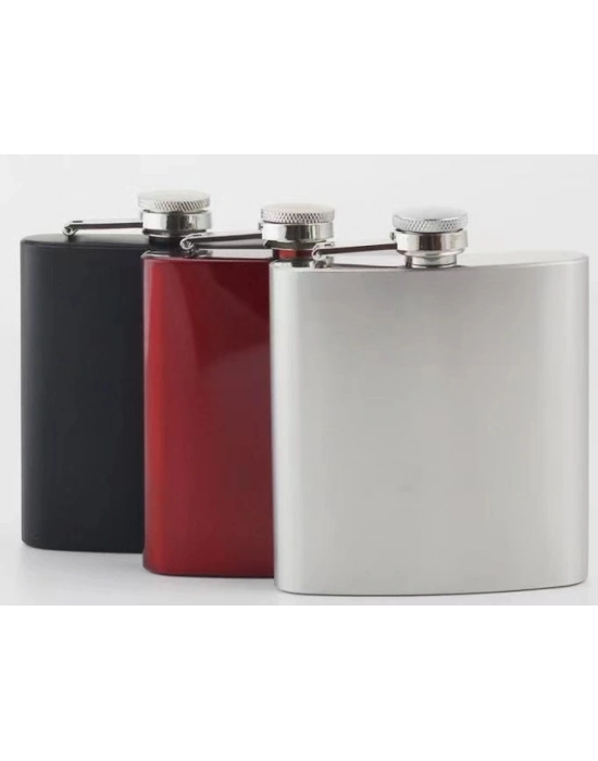 Siyah 6 oz Çelik Cep İçki Kanyak Matarası