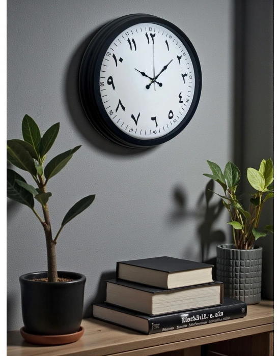 ® Siyah Arapça Rakamlı 40 Cm Metal Duvar Saati