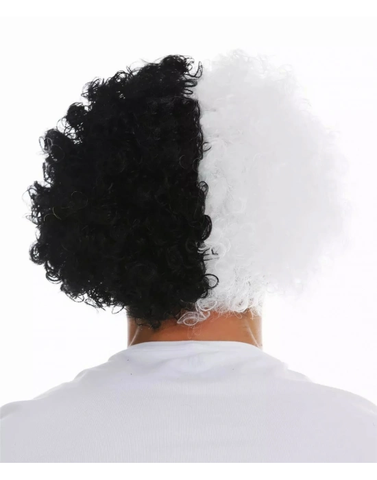 Siyah Beyaz Kıvırcık Afro Bonus Taraftar Peruğu