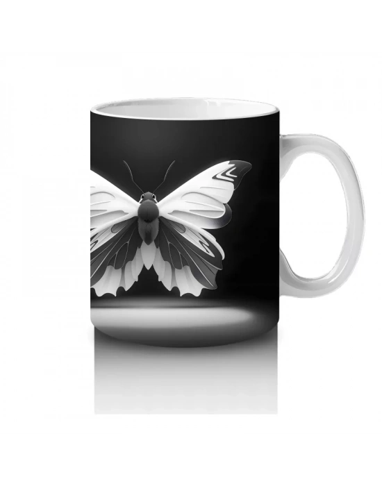 Siyah Beyaz Zarif Kelebek İkilisi – Baskılı Kahve Kupası