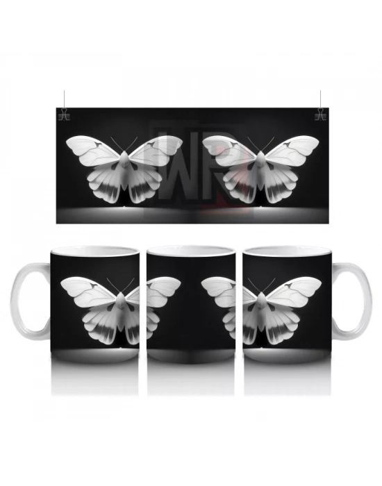 Siyah Beyaz Zarif Kelebekler – Baskılı Kahve Kupası