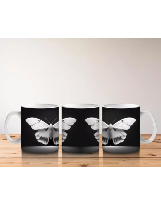 Siyah Beyaz Zarif Kelebekler – Baskılı Kahve Kupası