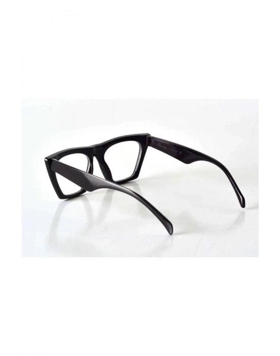 Siyah Çerçeveli Şeffaf Cam Unisex Stil Gözlük