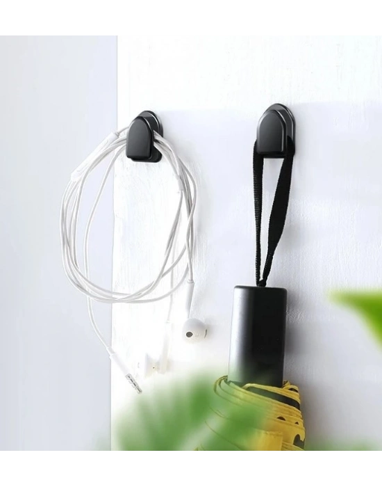 Siyah Çok Amaçlı Yapışkanlı Kanca 10 lu