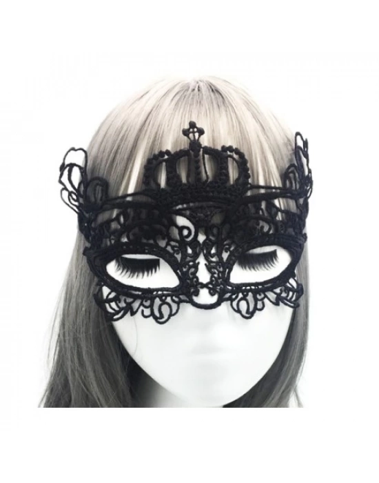 Siyah Dantel İşlemeli Balo Maskesi 9 No