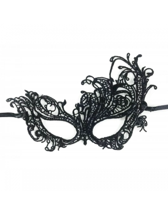 Siyah Dantel İşlemeli Parti Maskesi