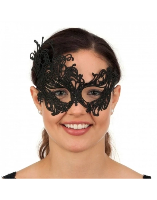 Siyah Dantel İşlemeli Parti Maskesi