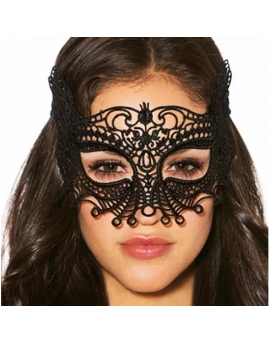 Siyah Dantel Kesim Parti Maskesi