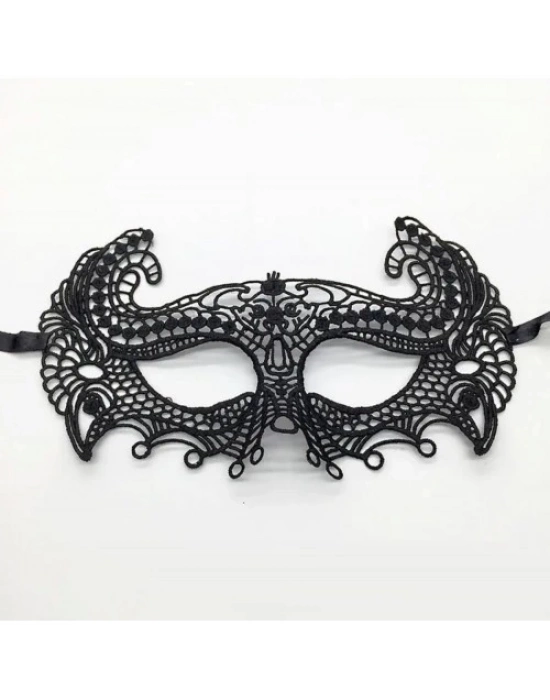 Siyah Dantel Kesim Parti Maskesi
