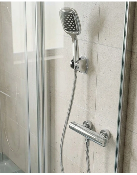 Siyah Duş Başlığı Seti Spiral Hortumlu El Duşu ve Duvar Askısı Banyo Seti