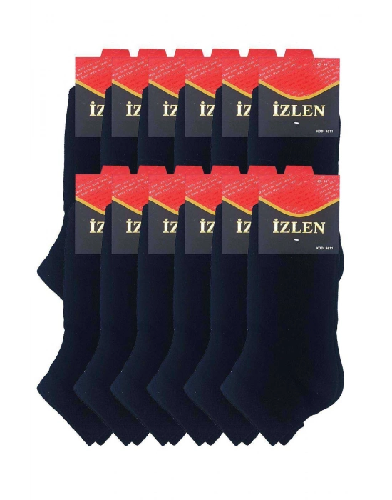 Siyah Erkek Kısa Spor Çorap 12 Çift