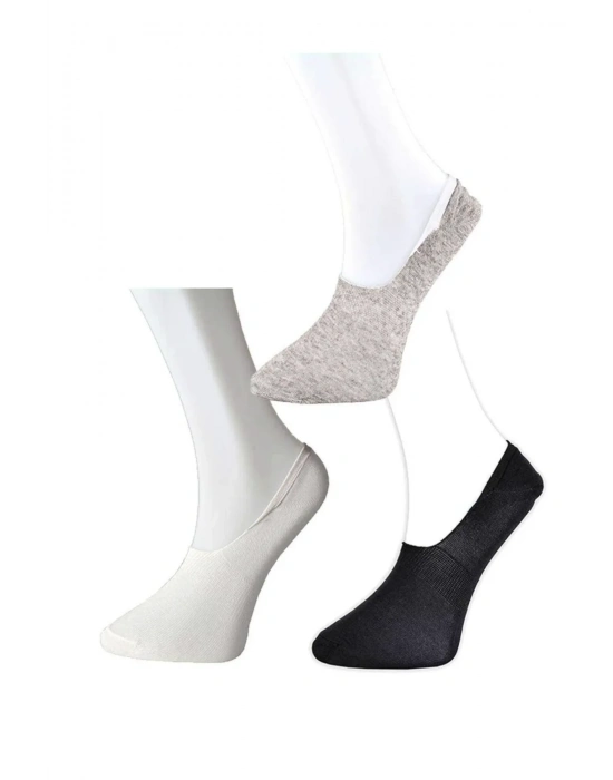 Siyah Gri ve Beyaz Erkek Babet Çorap 12 çift