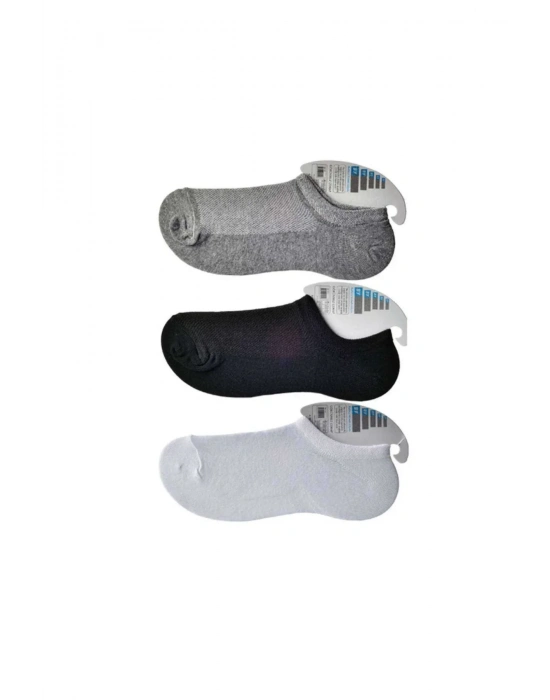Siyah Gri ve Beyaz Erkek Görünmez Çorap 6 çift