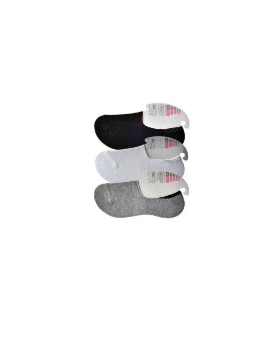 Siyah Gri ve Beyaz Kadın Babet Çorap 3 çift