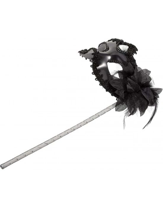 Siyah Işıltılı Tutmalı Fotoğraf Çekimi Maskesi