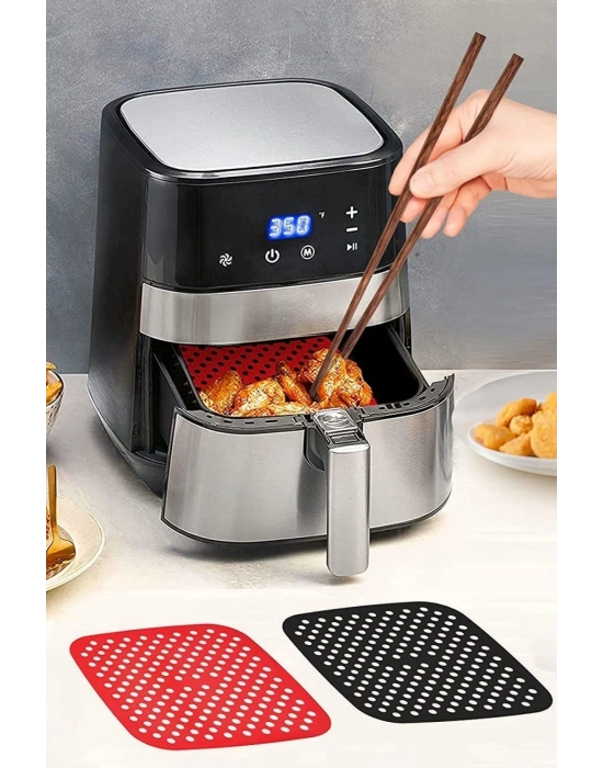 ®  Siyah Isıya Dayanıklı Yıkanılabilir Silikon Fırın Ve Airfryer Kare Model Pişirme Matı 21,5 Cm