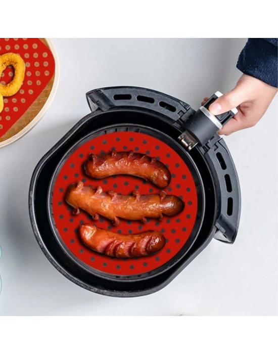 ®  Siyah Isıya Dayanıklı Yıkanılabilir Silikon Fırın Ve Airfryer Yuvarlak Model Pişirme Matı 23 Cm