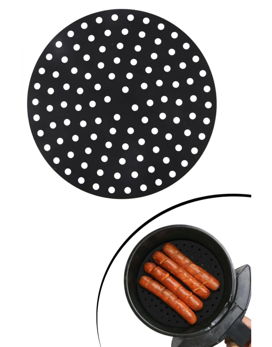 ®  Siyah Isıya Dayanıklı Yıkanılabilir Silikon Fırın Ve Airfryer Yuvarlak Model Pişirme Matı 23 Cm