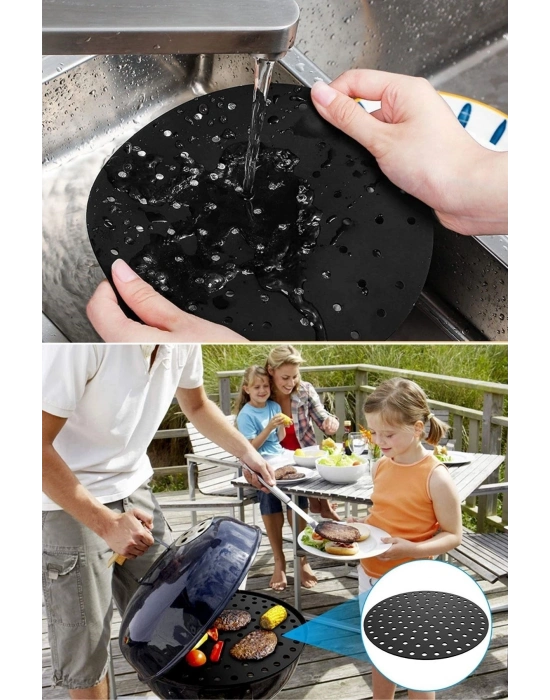 ®  Siyah Isıya Dayanıklı Yıkanılabilir Silikon Fırın Ve Airfryer Yuvarlak Model Pişirme Matı 23 Cm