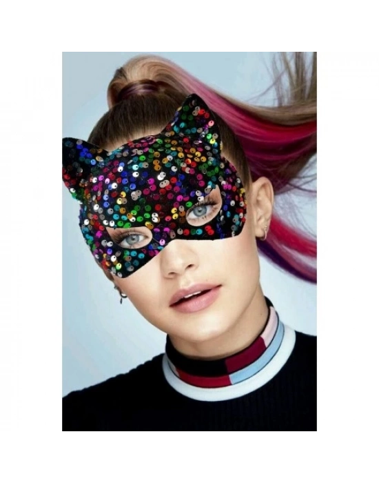 Siyah Kadife Payetli Parti Maskesi