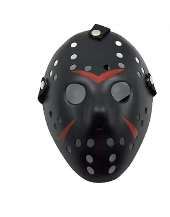 Siyah Kırmızı Çizgili Jason Hannibal Maskesi