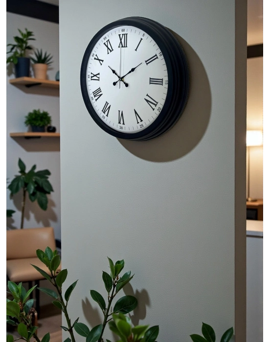 ® Siyah Klasik & Şık 40 Cm Metal Duvar Saati