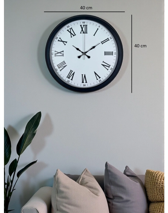 ® Siyah Klasik & Şık 40 Cm Metal Duvar Saati