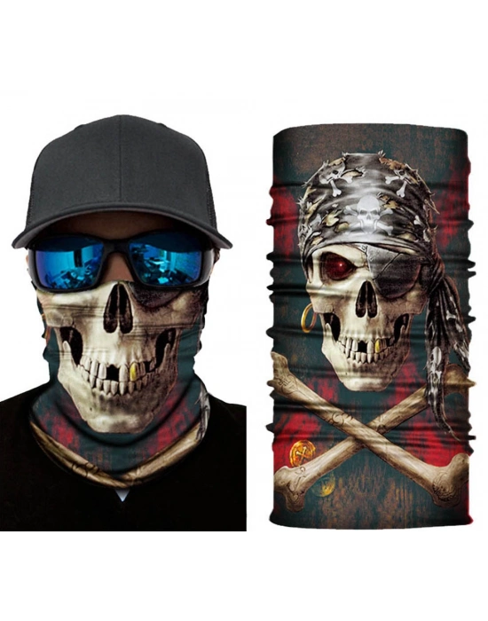 Siyah Korsan Kafatası Baskılı Buff Bandana 30x48 cm