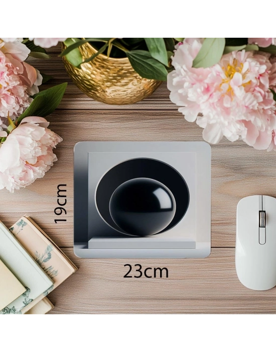 Siyah Küre Temalı Minimalist Mousepad - 19x23 cm 2 mm Dikdörtgen İthal Baskılı Mouse Pad