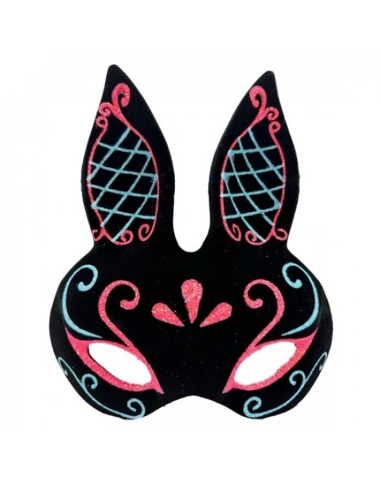 Siyah Mavi Kırmızı Tavşan Maskesi