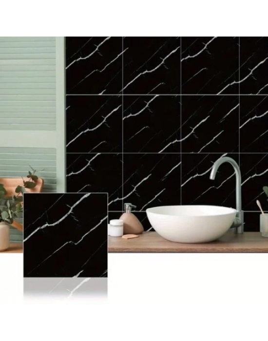 SİYAH MERMER DESENLİ ALÜMİNYUM PLASTİK DUVAR STİCKER (30*30)