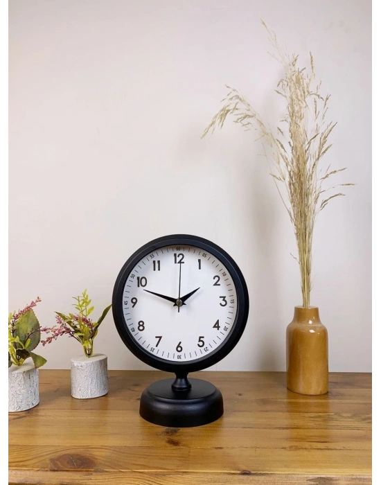 ® Siyah Metal Dekoratif Masa Saati 25×20 cm