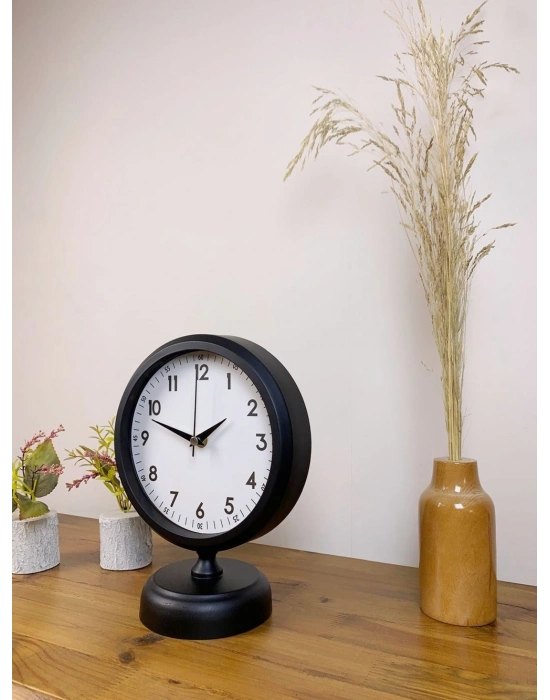 ® Siyah Metal Dekoratif Masa Saati 25×20 cm