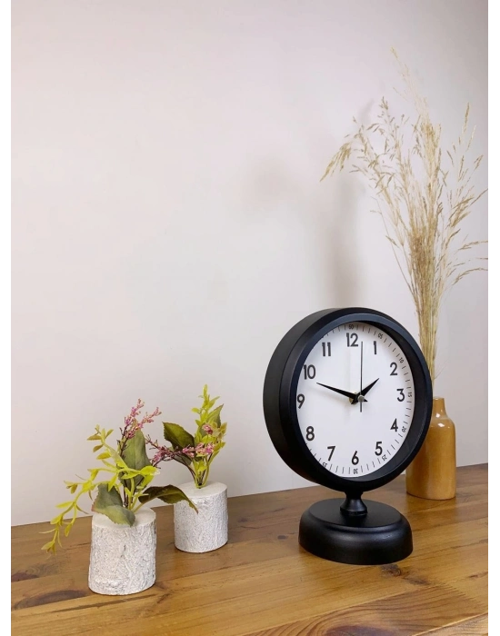 ® Siyah Metal Dekoratif Masa Saati 25×20 cm