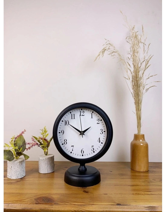 ® Siyah Metal Masa Saati 25×20 cm