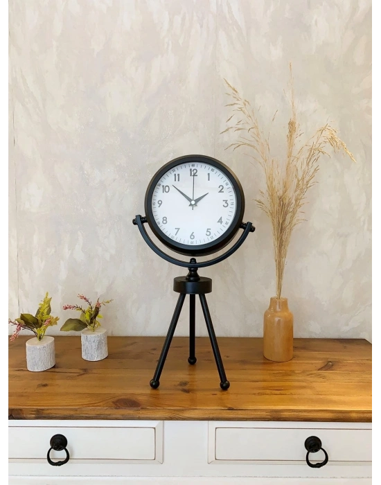 ® Siyah Metal Mini Tripod Dekoratif Masa Saati 45×26 cm