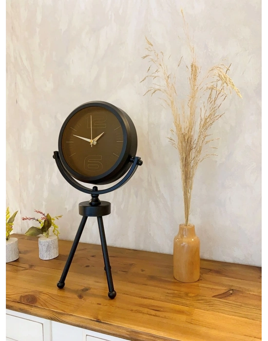 ® Siyah Metal Mini Tripod Spor Masa Saati 45×26 cm