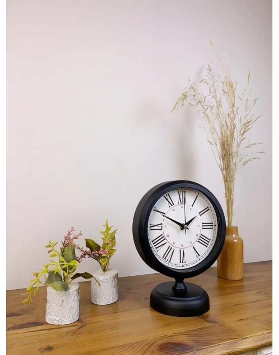 ® Siyah Metal Modern Masa Saati 25×20 cm