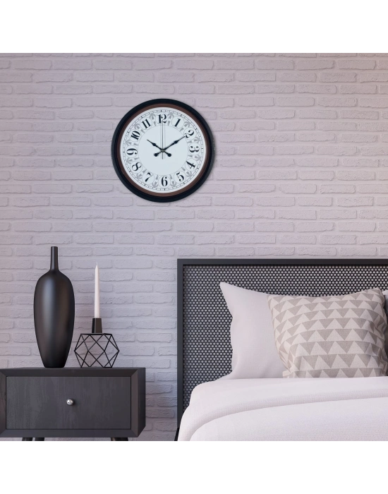 Siyah Motifli 36 Cm Duvar Saati