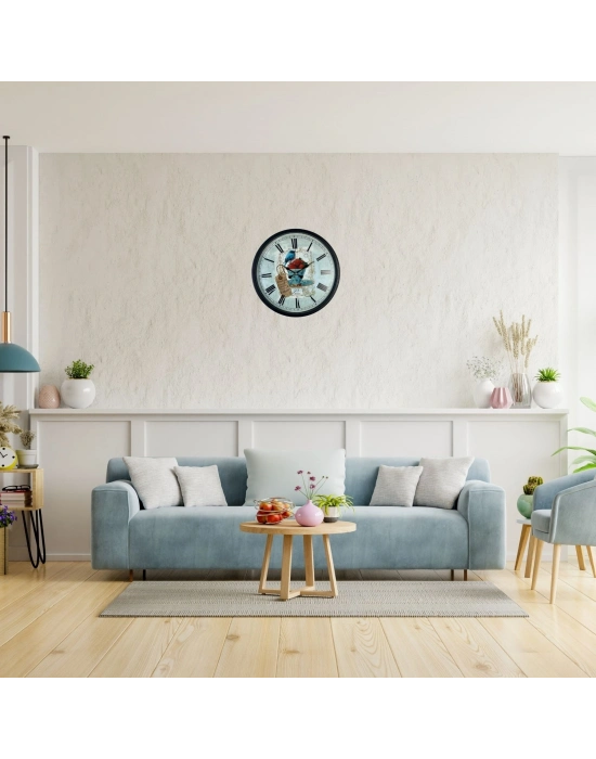 Siyah Paris Garden Dekoratif 36 Cm Duvar Saati