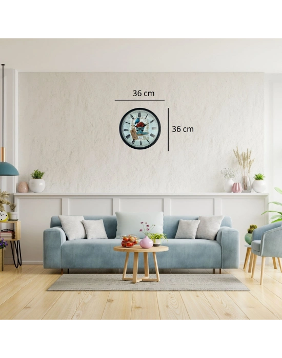 Siyah Paris Garden Dekoratif 36 Cm Duvar Saati