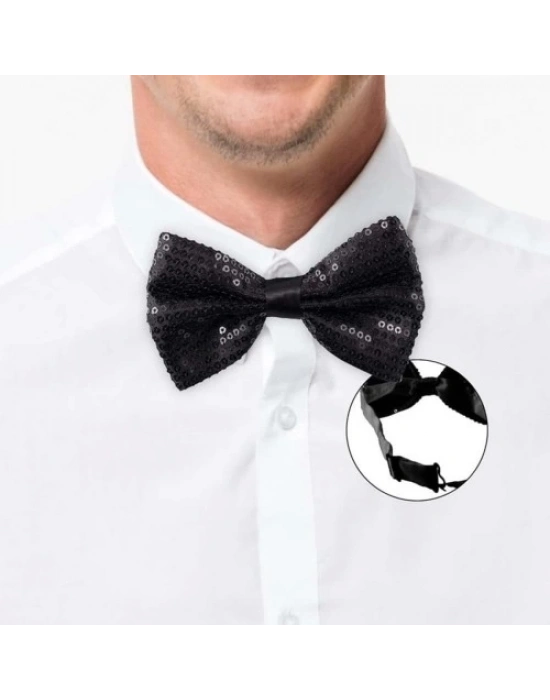 Siyah Payetli Pullu Papyon