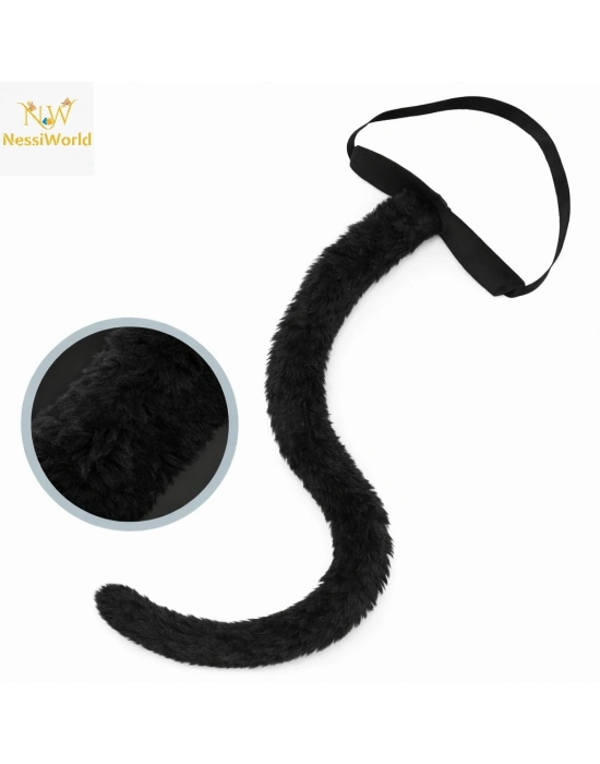 Siyah Peluş Kuyruk Şekil Verilebilir 70 cm