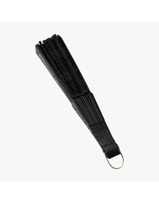 Siyah Plastik Pullu Kumaş Yelpaze 12li