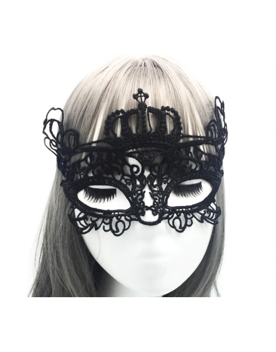 Siyah Renk Dantel Kesim Dantel İşlemeli Balo Parti Maskesi 9 No